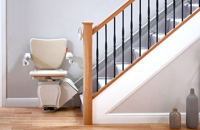 Stairlift ideal for straight staircases, providing convenient and secure mobility along a linear path
